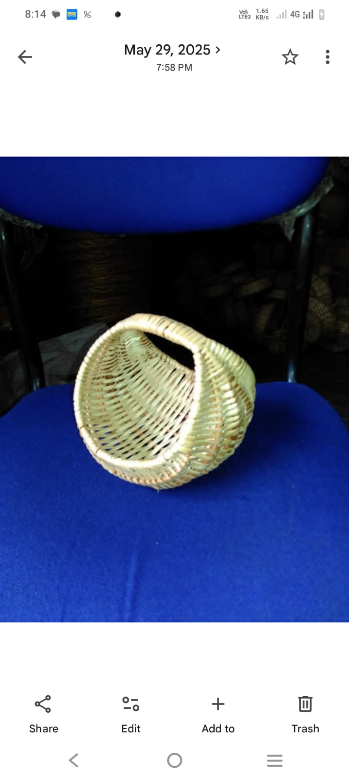 Handmade Natural Woven Basket with Handle