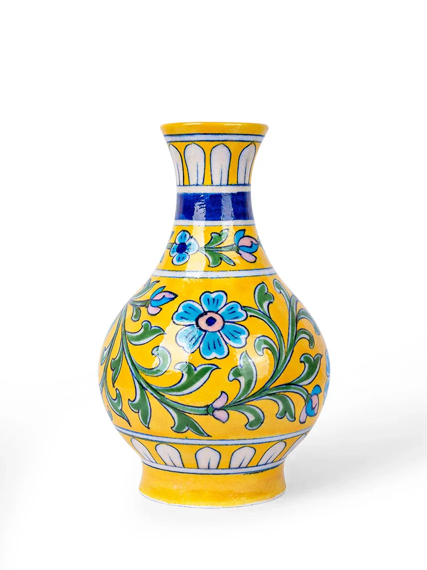 Blue Pottery Surahi Yellow color 2