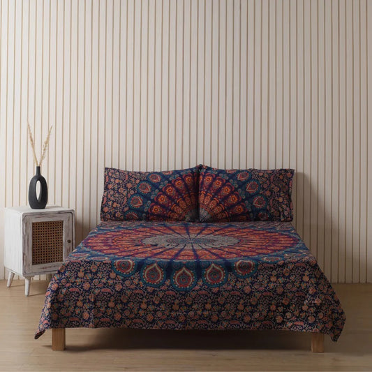 Blue Mandala Bedsheets with pillow covers