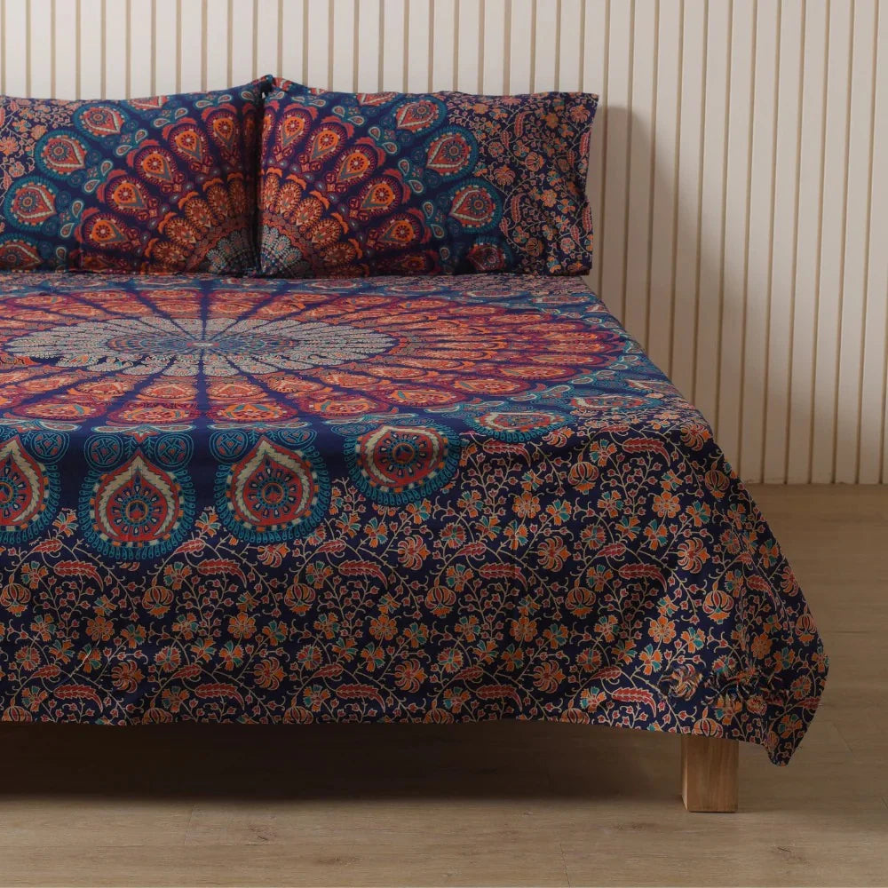 Blue Mandala Bedsheets with pillow covers