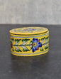 Handmade Oval Box in Yellow Base With Blue Florals