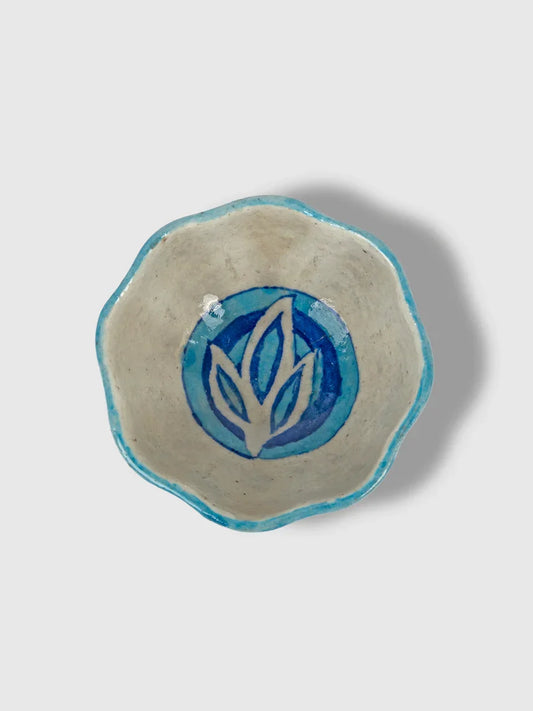 Lotus Leaf Blue Pottery Bowl