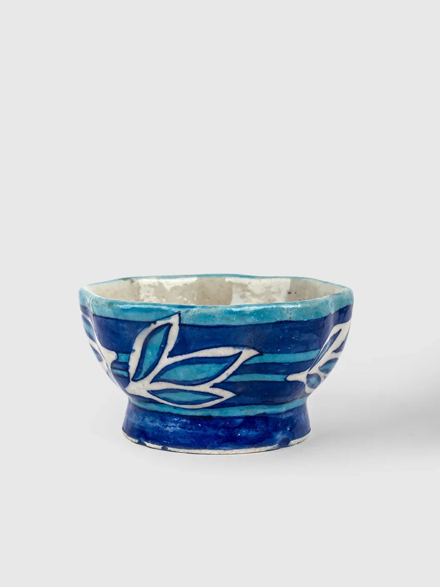 Lotus Leaf Blue Pottery Bowl