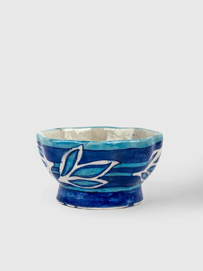 Lotus Leaf Blue Pottery Bowl