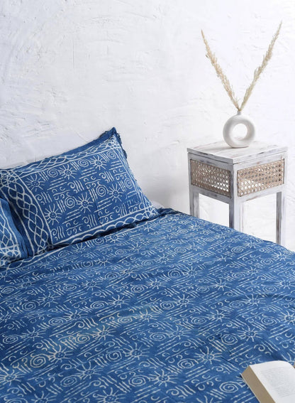 Nilaya Hand Block Printed Bedsheet and Pillow Set