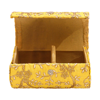 Pink color portable box with work of sequin