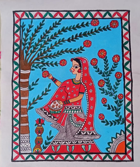 A flower plucking lady
