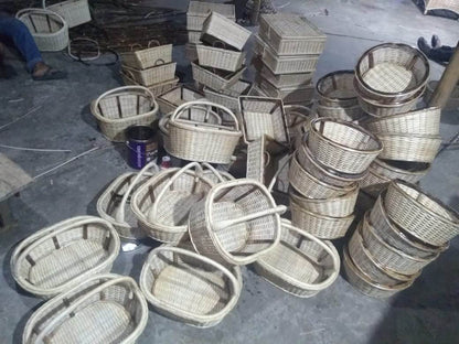 Handmade Wicker Baskets and Woven Storage Suitcase