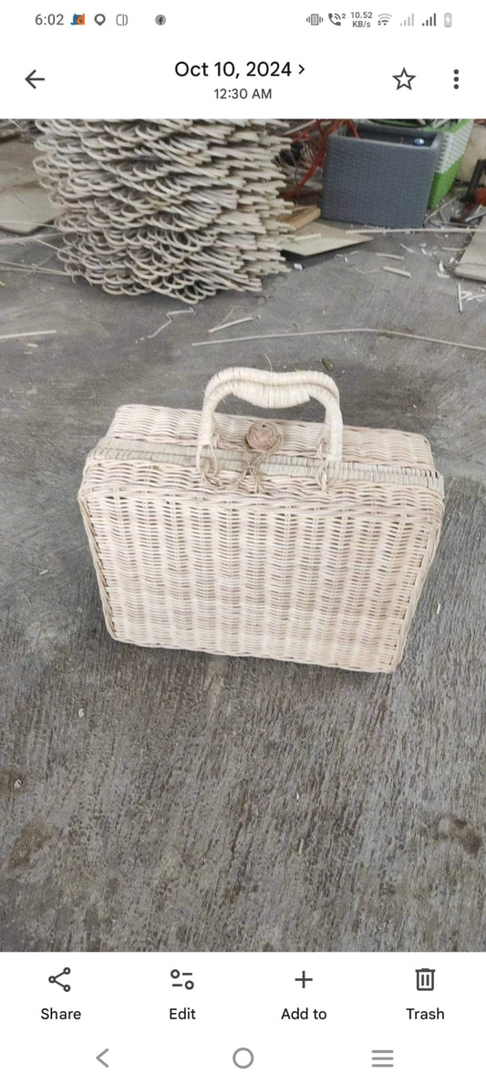 Handmade Wicker Baskets and Woven Storage Suitcase
