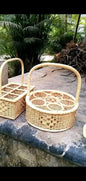 Handwoven Cane Basket Set with Multiple Compartments