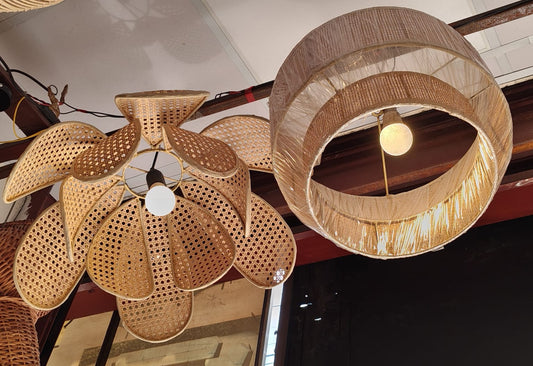 Handwoven Cane Pendant Ceiling Lamp