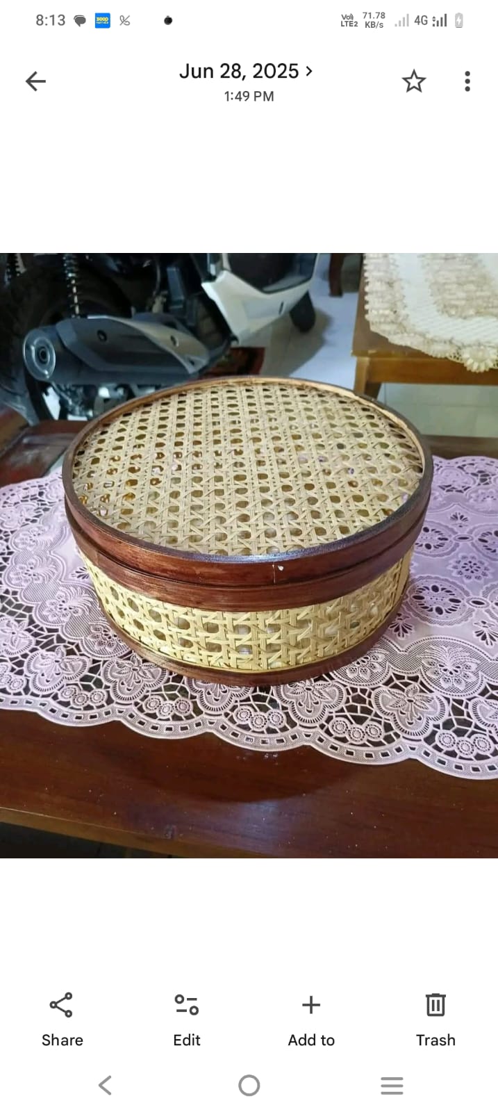 Round Cane Woven Storage Box with Lid