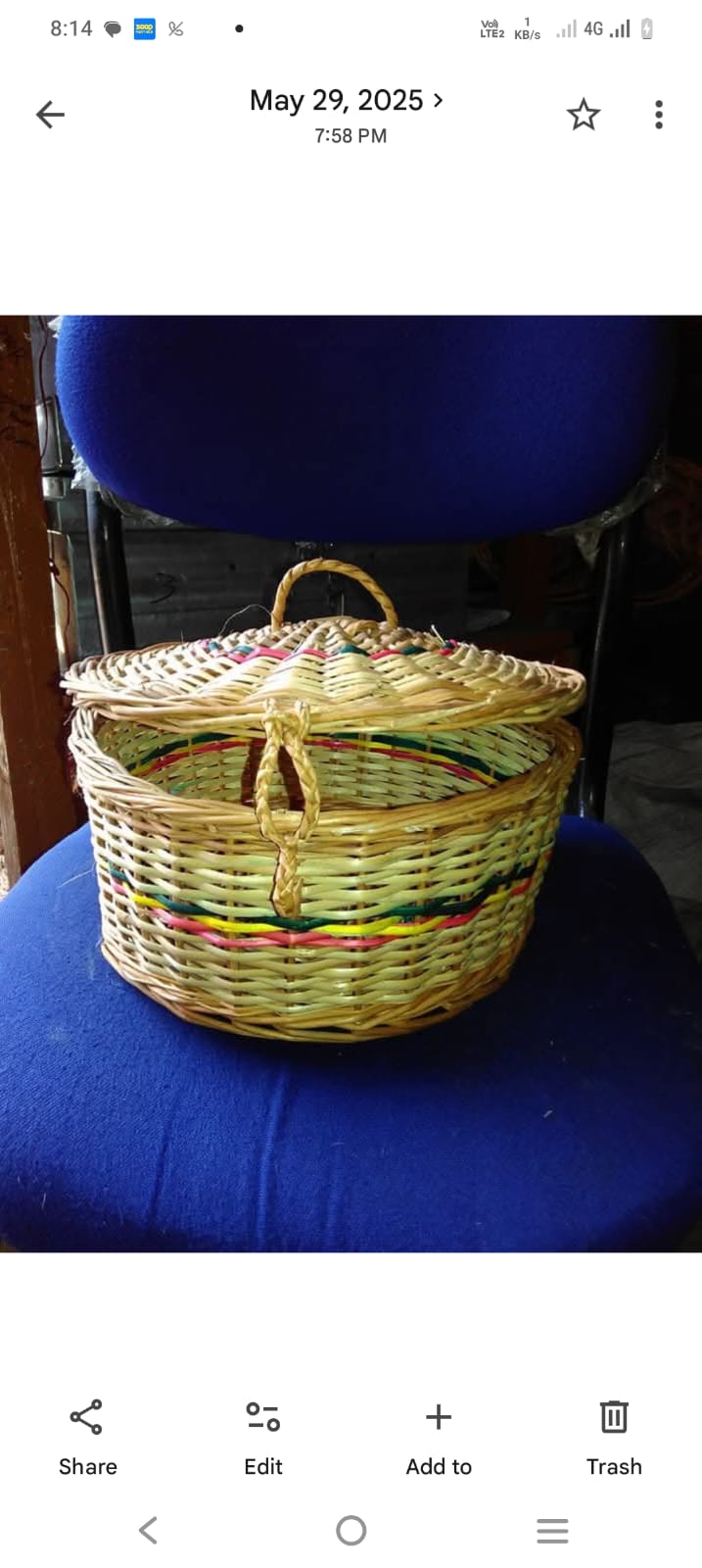 Handmade Woven Bamboo Basket with Lid