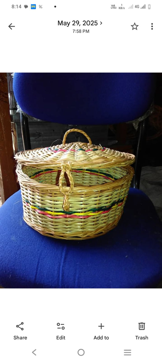 Handmade Woven Bamboo Basket with Lid