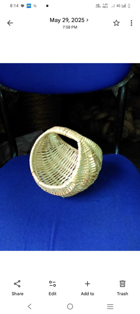 Handmade Natural Woven Basket with Handle
