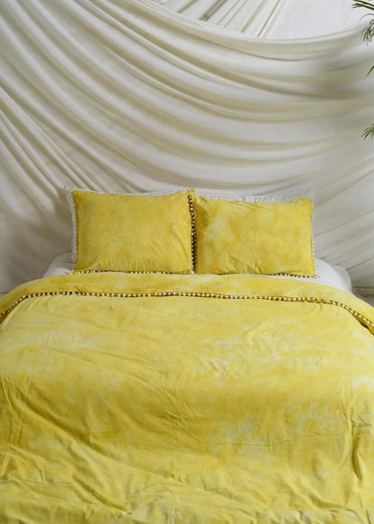 Yellow Tie Dye Bedsheets with Pillow Covers