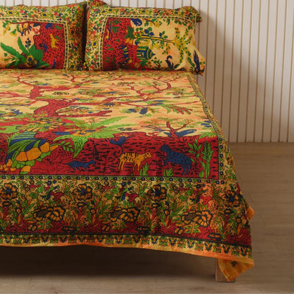 Yellow Tree of Life Bedsheets with pillow covers