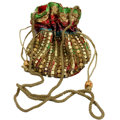 Classy Looking Mirror Design Potli Bag With Sling