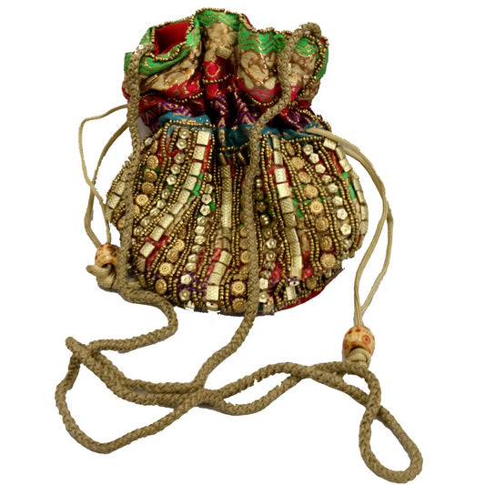 Classy Looking Mirror Design Potli Bag With Sling