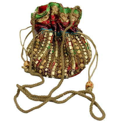 Classy Looking Mirror Design Potli Bag With Sling
