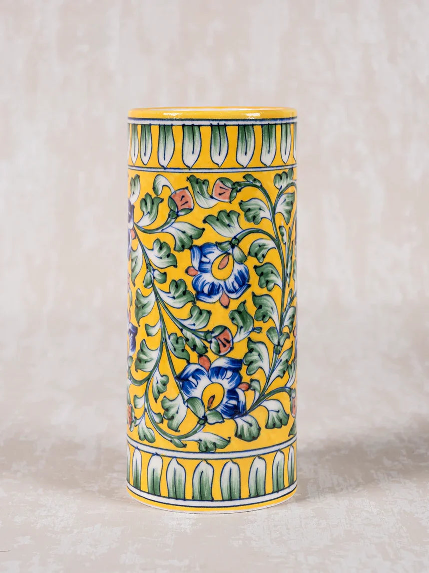Cylinder Flower Vase Yellow Vine