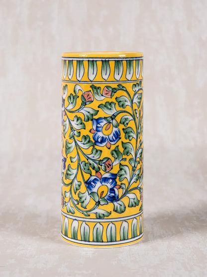 Cylinder Flower Vase Yellow Vine
