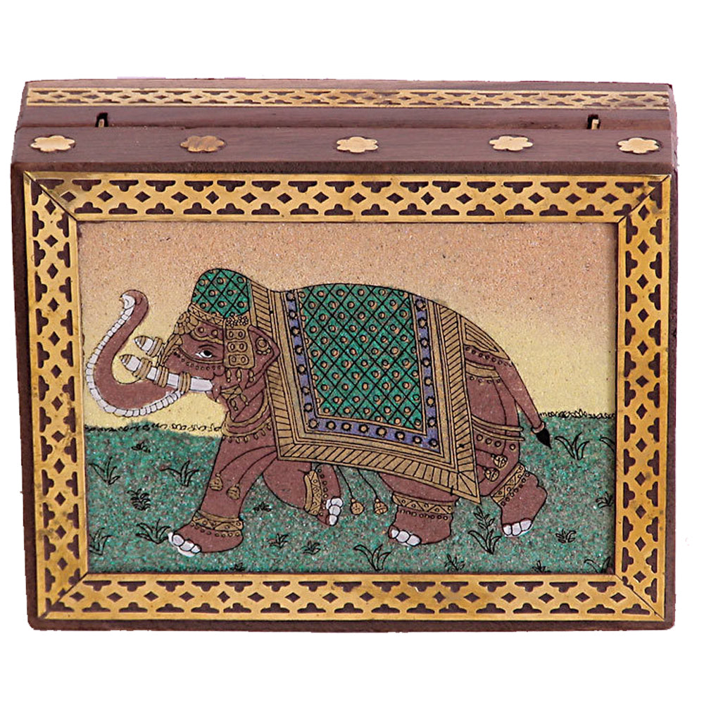 Wooden Gemstone Handicrafts Elephant Jewellery Box Online