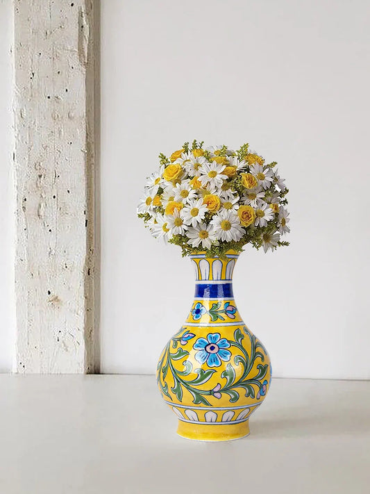 Blue Pottery Surahi Yellow color 2